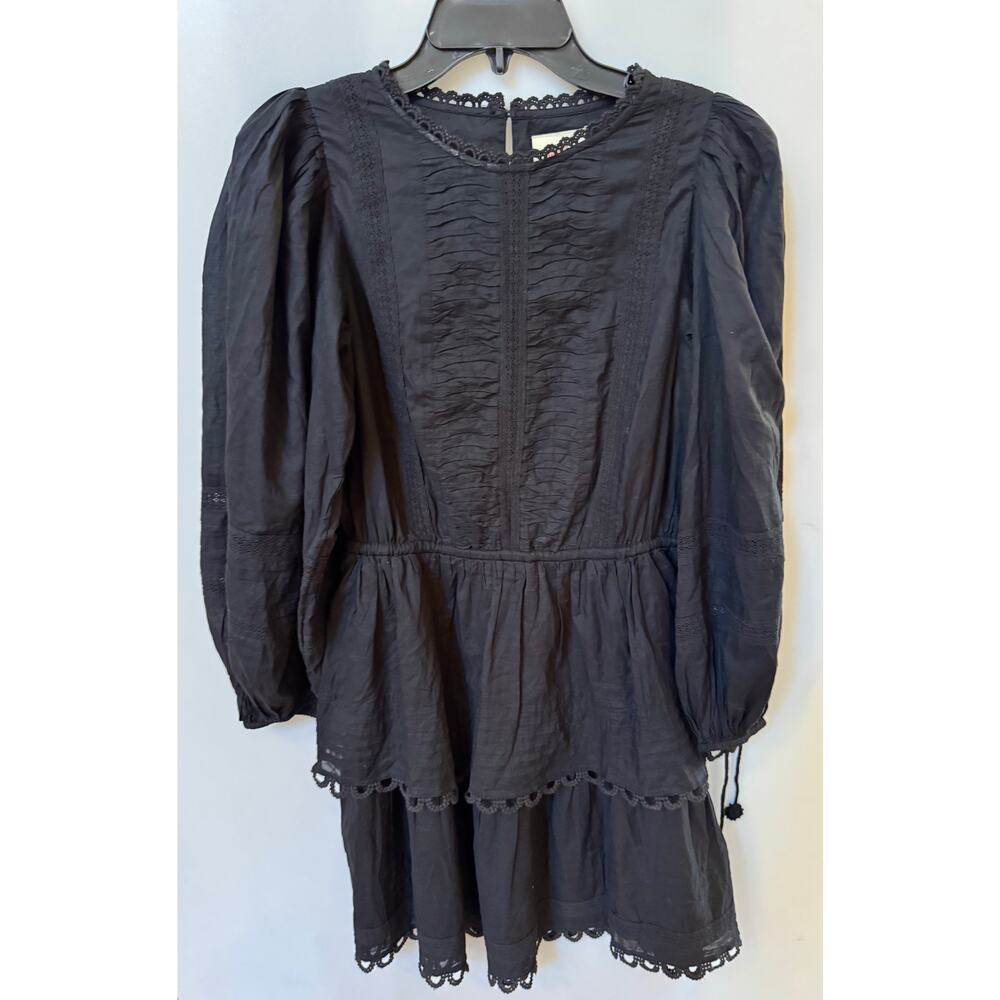 FARM Rio Pintuck & Lace Black Cotton Dress - Size Small - Picture 4 of 6